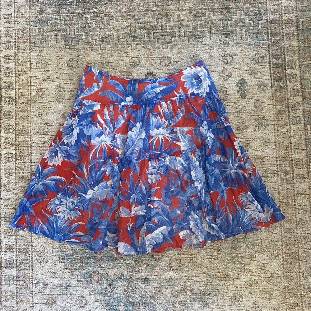 J. Crew Ratti Rio Floral Tiered Mini Skirt 00 NWT-perfect for 4th of July!